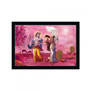 Generic Radha Krishna Painting with Synthetic Photo Frame (Multicolor)