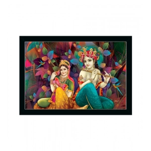 Generic Radha Krishna Painting with Synthetic Photo Frame (Multicolor)