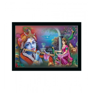 Generic Radha Krishna Painting with Synthetic Photo Frame (Multicolor)