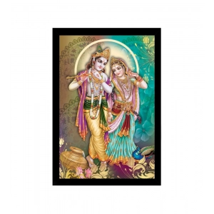Generic Beautiful Radha Krishna Vinyl Sparkle Coated with Synthetic Photo Frame (Multicolor)