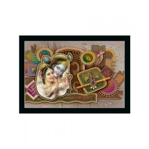 Generic Radha Krishna Painting with Synthetic Photo Frame (Multicolor)