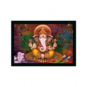 Generic Ganesh Photo with Synthetic Photo Frame (Multicolor)
