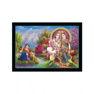 Generic Radha Krishna Painting with Synthetic Photo Frame (Multicolor)