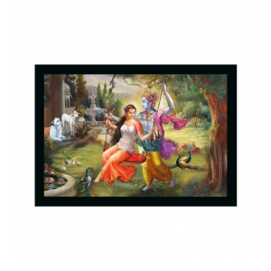 Generic Radha Krishna Painting with Synthetic Photo Frame (Multicolor)