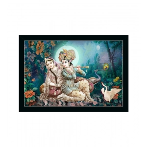 Generic Radha Krishna Painting with Synthetic Photo Frame (Multicolor)