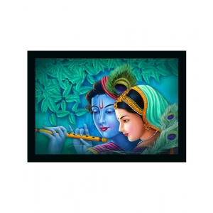 Generic Radha Krishna Painting Vinyl Sparkle Coated with Synthetic Photo Frame (Multicolor)