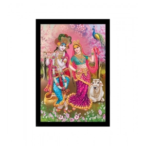 Generic Radha Krishna Painting with Synthetic Photo Frame (Multicolor)