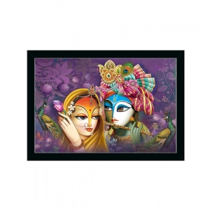 Generic Radha Krishna Painting with Synthetic Photo Frame (Multicolor)