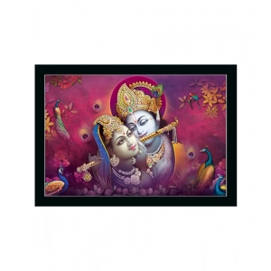 Generic Radha Krishna Painting with Synthetic Photo Frame (Multicolor)