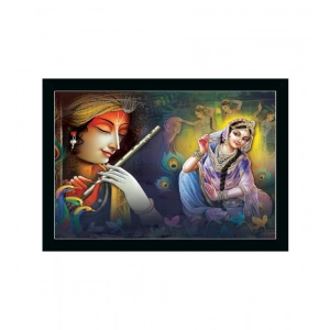 Generic Radha Krishna Painting with Synthetic Photo Frame (Multicolor)