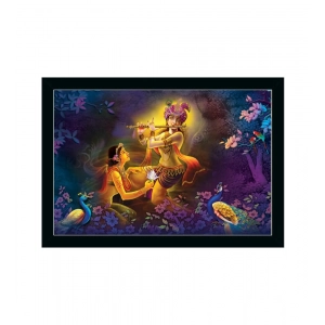 Generic Radha Krishna Painting with Synthetic Photo Frame (Multicolor)