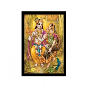 Generic Radha Krishna Painting with Synthetic Photo Frame (Multicolor)