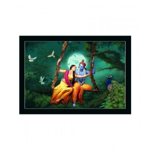 Generic Radha Krishna Painting with Synthetic Photo Frame (Multicolor)