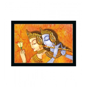 Generic Radha Krishna Painting with Synthetic Photo Frame (Multicolor)