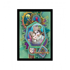 Generic Radha Krishna Painting with Synthetic Photo Frame (Multicolor)
