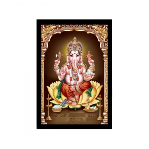 Generic Ganesh Photo with Synthetic Fram (Multicolor)
