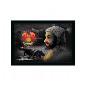 Generic shivaji Maharaj Painting Vinyl Sparkle Coated with Synthetic Photo Frame (Multicolor)