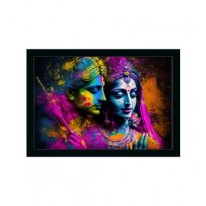 Generic Radha Krishna Painting with Synthetic Photo Frame (Multicolor)