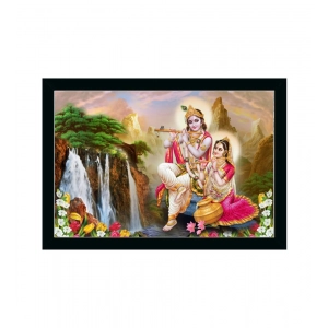 Generic Radha Krishna Painting with Synthetic Photo Frame (Multicolor)