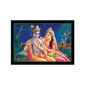 Generic Radha Krishna Painting with Synthetic Photo Frame (Multicolor)
