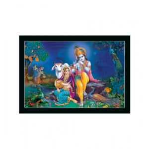 Generic Radha Krishna Painting with Synthetic Photo Frame (Multicolor)