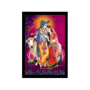 Generic Radha Krishna Painting with Synthetic Photo Frame (Multicolor)