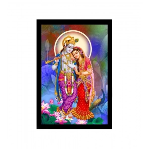 Generic Radha Krishna Painting with Synthetic Photo Frame (Multicolor)