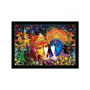 Generic Radha Krishna Painting with Synthetic Photo Frame (Multicolor)