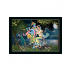 Generic Radha Krishna Painting with Synthetic Photo Frame (Multicolor)
