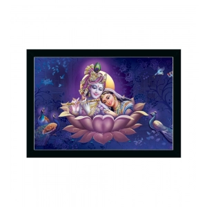 Generic Radha Krishna Painting with Synthetic Photo Frame (Multicolor)