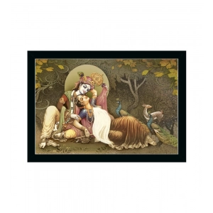 Generic Radha Krishna Painting with Synthetic Photo Frame (Multicolor)