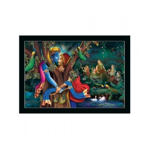 Generic Radha Krishna Painting with Synthetic Photo Frame (Multicolor)