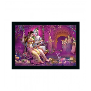 Generic Radha Krishna Painting with Synthetic Photo Frame (Multicolor)