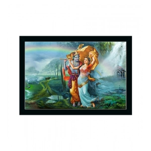Generic Radha Krishna Painting with Synthetic Photo Frame (Multicolor)