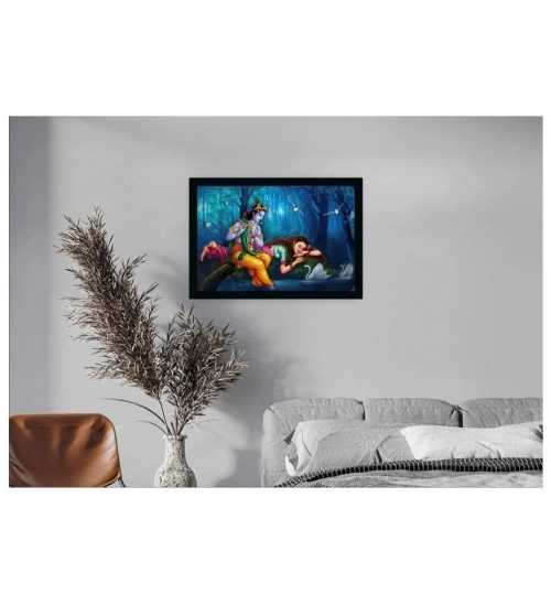 Generic Radha Krishna Painting with Synthetic Photo Frame (Multicolor)