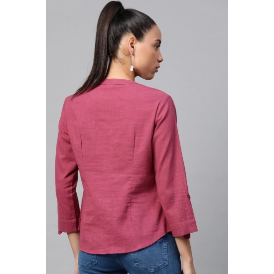 Generic Women's Casual Roll up sleeve Solid Cotton Slub Shirts (Pink) Generic Women's Casual Roll up sleeve Solid Cotton Slub Shirts (Pink)