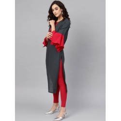 Generic Women's Casual Bell Sleeves Mirror Work Cotton Slub Kurti (Grey) Generic Women's Casual Bell Sleeves Mirror Work Cotton Slub Kurti (Grey)