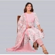 Generic Women's Casual 3/4 th Sleeve Floral Printed Cotton Kurti &amp; Pant With Dupatta (Baby Pink)