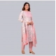 Generic Women's Casual 3/4 th Sleeve Floral Printed Cotton Kurti &amp; Pant With Dupatta (Baby Pink)