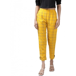 Generic Women's Casual Checked Rayon Trouser Pant (Yellow) Generic Women's Casual Checked Rayon Trouser Pant (Yellow)