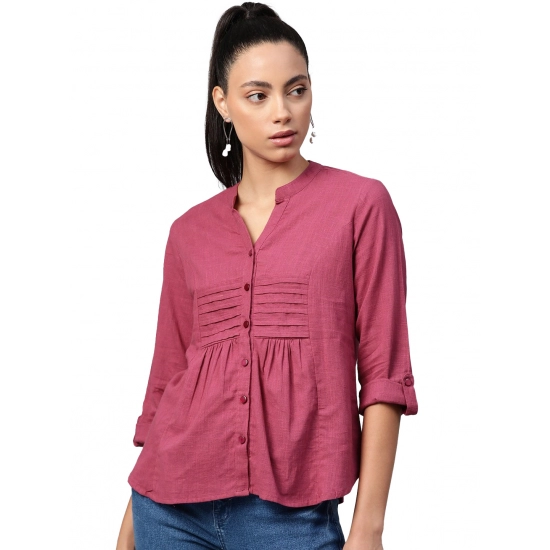 Generic Women's Casual Roll up sleeve Solid Cotton Slub Shirts (Pink) Generic Women's Casual Roll up sleeve Solid Cotton Slub Shirts (Pink)