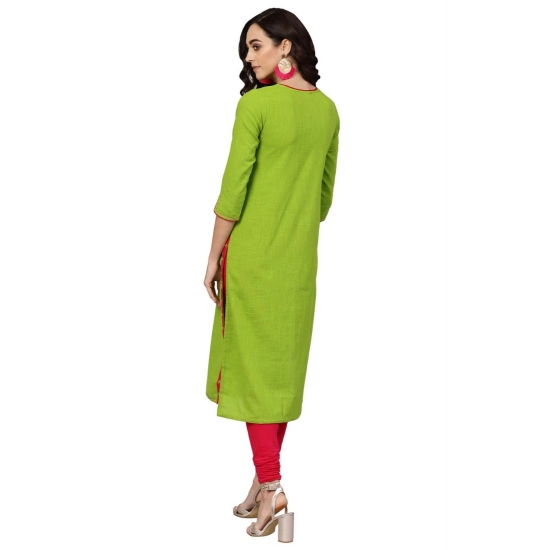 Generic Women's Casual 3/4 th Sleeve Mirror Work Cotton Slub Kurti (Green) Generic Women's Casual 3/4 th Sleeve Mirror Work Cotton Slub Kurti (Green)