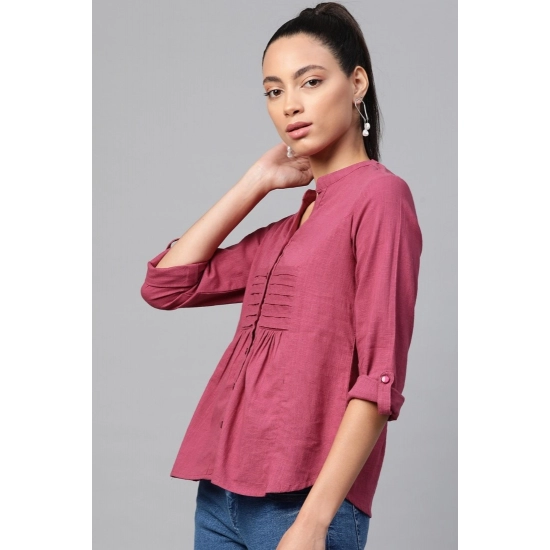 Generic Women's Casual Roll up sleeve Solid Cotton Slub Shirts (Pink) Generic Women's Casual Roll up sleeve Solid Cotton Slub Shirts (Pink)