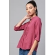 Generic Women's Casual Roll up sleeve Solid Cotton Slub Shirts (Pink)