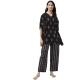 Generic Women's Casual Kimono Sleeve Floral Printed Cotton Pyjama Set (Black) Generic Women's Casual Kimono Sleeve Floral Printed Cotton Pyjama Set (Black)
