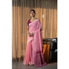 Generic Women's Mulmul Cotton Printed Saree With Unstitched Blouse (Pink, 5-6 Mtrs)