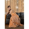 Generic Women's Mulmul Cotton Printed Saree With Unstitched Blouse (Orange, 5-6 Mtrs)