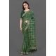Generic Women's Soft Silk Printed Saree With Unstitched Blouse (Green, 5-6 Mtrs)