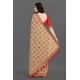 Generic Women's Soft Silk Printed Saree With Unstitched Blouse (Beige, 5-6 Mtrs)