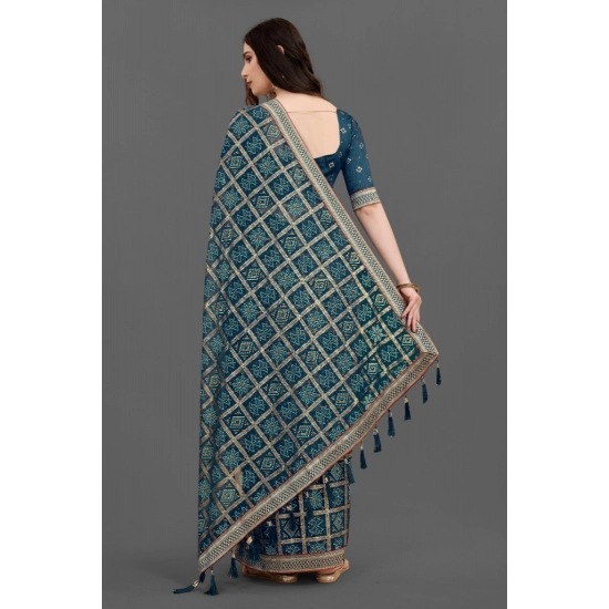 Generic Women's Soft Silk Printed Saree With Unstitched Blouse (Teal, 5-6 Mtrs) Generic Women's Soft Silk Printed Saree With Unstitched Blouse (Teal, 5-6 Mtrs)